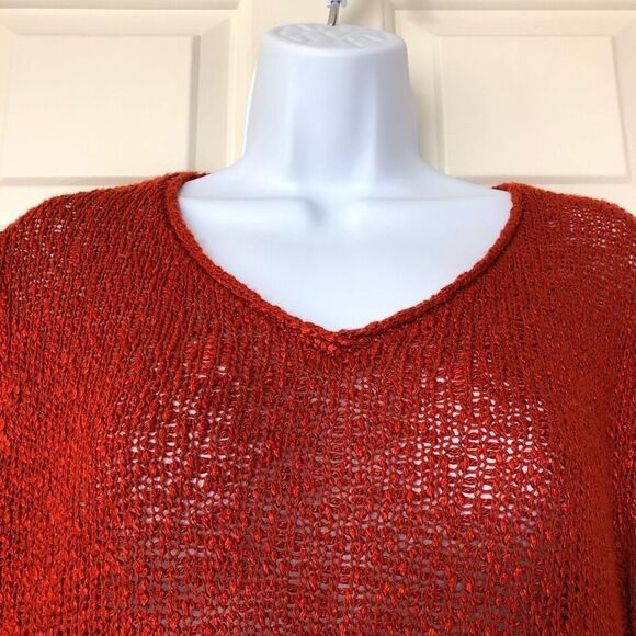 Eileen Fisher Terracotta Knit V-neck Sweater - Picture 10 of 13